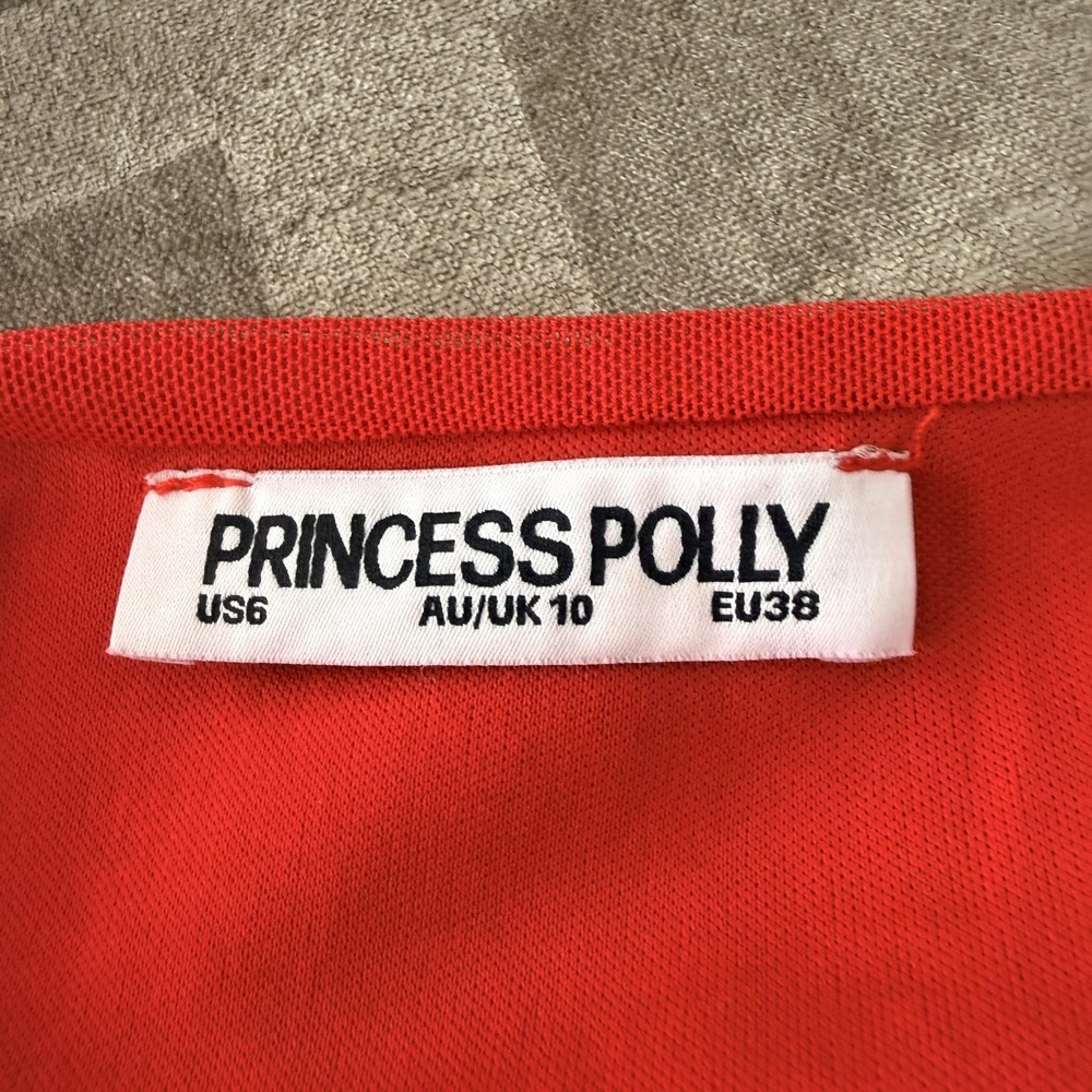 Princess Polly Tank Top Womens 6 Red Mesh Cowl Neck Halter Lined Cami Stretch - Picture 3 of 8
